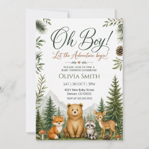 Invitation Animaux de la forêt de Woodland Baby Shower