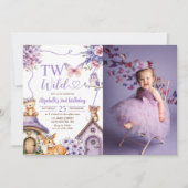 Invitation Animaux de la forêt Deux Sauvages Photo d'annivers (Devant)