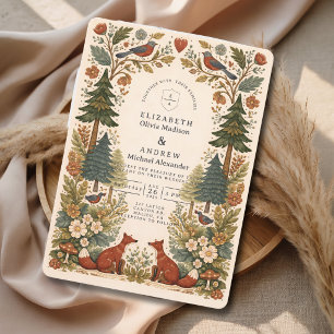 Invitation Animaux de la forêt enchantée Art populaire Mariag