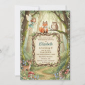 Invitation Animaux de la forêt Fée 2ème Anniversaire (Devant)