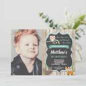 Invitation Animaux de la forêt garçon 1er anniversaire (Debout devant)