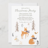 Invitation Animaux de la forêt hivernale Art folklorique Noël (Devant)