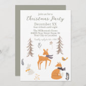 Invitation Animaux de la forêt hivernale Art folklorique Noël (Devant / Derrière)