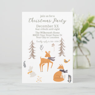 Invitation Animaux de la forêt hivernale Art populaire Noël