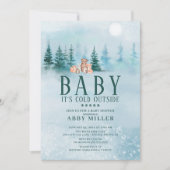 Invitation Animaux de la forêt hivernale Bébé fait froid deho (Devant)