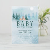 Invitation Animaux de la forêt hivernale Bébé fait froid deho (Debout devant)