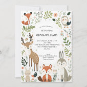 Invitation Animaux de la Forêt Mignon Shower de Bébé (Devant)