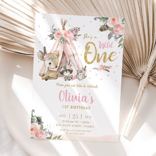 Invitation Animaux de la forêt mignonne Sauvage de la tribu U