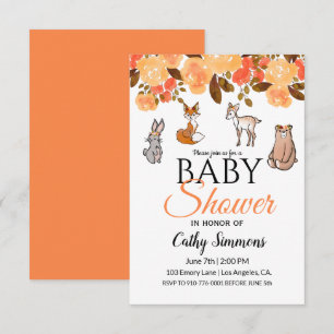 Invitation Animaux de la Forêt Mignons Bébés Baby Shower
