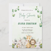 Invitation Animaux de la forêt moderne Fête de bébé fille (Devant)