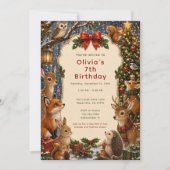 Invitation Animaux de la forêt Noël Anniversaire (Devant)