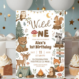 Invitation Animaux de la forêt Premier Anniversaire Garçon Sa