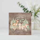Invitation Animaux de la forêt rustique Baby Shower (Debout devant)