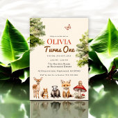 Invitation Animaux de la Forêt Rustique Moderne Premier Anniv