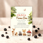 Invitation Animaux de la Forêt Rustique Moderne Premier Anniv
