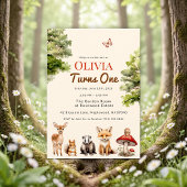 Invitation Animaux de la Forêt Rustique Moderne Premier Anniv