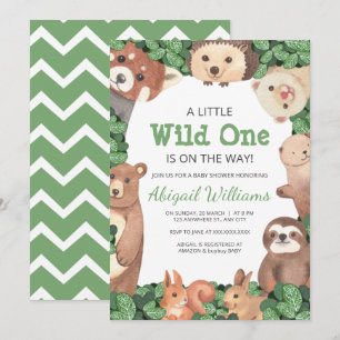 Invitation Animaux de la forêt sauvage avec ours Baby shower 