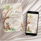 Invitation Animaux de la Forêt Twins Bohème Baby Shower