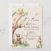 Invitation Animaux de la Forêt Twins Bohème Baby Shower (Devant)