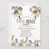 Invitation Animaux de la jungle Ballons 1er anniversaire (Devant)