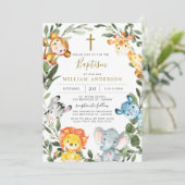 Invitation Animaux de la Jungle Baptême/Invitation au baptême (Debout devant)