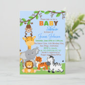 Invitation Animaux de la jungle mignonne Baby shower garçon I (Debout devant)