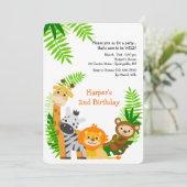 Invitation Animaux de la Jungle Mignons (Debout devant)