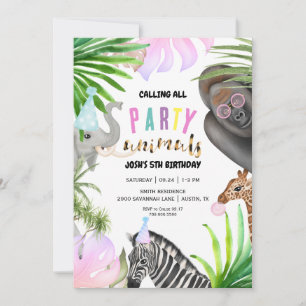 Invitation Animaux de la Jungle Party Anniversaire