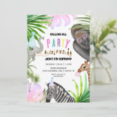 Invitation Animaux de la Jungle Party Anniversaire (Debout devant)