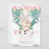 Invitation Animaux de la jungle Premier anniversaire mignonne (Devant)