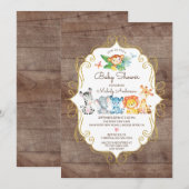 Invitation Animaux de la jungle rustique Baby shower neutre (Devant / Derrière)