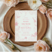 Invitation Animaux de la Jungle Safari Rose Tendre Doux Éléga