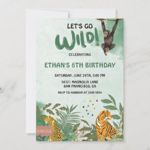 Invitation Animaux de la jungle sauvage Anniversaire