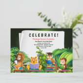 Invitation Animaux de la Jungle Studious Graduation Invitatio (Debout devant)