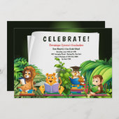Invitation Animaux de la Jungle Studious Graduation Invitatio (Devant / Derrière)