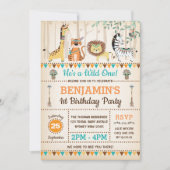 Invitation Animaux de la jungle tribale Sauvage rustique Un 1 (Devant)