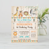 Invitation Animaux de la jungle tribale Sauvage rustique Un 1 (Debout devant)