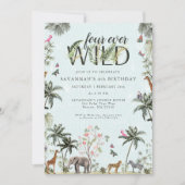 Invitation Animaux de la jungle tropicale | Four Ever Wild (Devant)