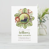 Invitation Animaux de la Savane Photo Feuillage de la Jungle (Debout devant)