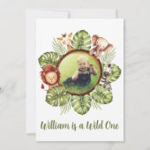 Invitation Animaux de la Savane Photo Feuillage de la Jungle (Dos)