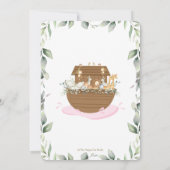 Invitation Animaux de l'Arche de Noé Fille Baby Shower Végéta (Dos)