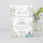 Invitation Animaux de l'Arctique Hiver Onederland 1er anniver (Debout devant)