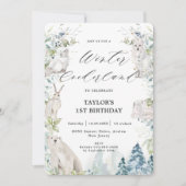 Invitation Animaux de l'Arctique Hiver Onederland 1er anniver (Devant)