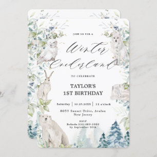 Invitation Animaux de l'Arctique Hiver Onederland 1er anniver