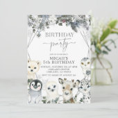 Invitation Animaux de l'Arctique L'hiver Fête d'anniversaire (Debout devant)