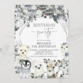 Invitation Animaux de l'Arctique L'hiver Fête d'anniversaire (Devant / Derrière)