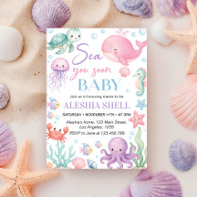 Animaux de l'océan mignons Sea You Soon Baby Showe
