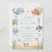 Invitation Animaux de l'océan sous la mer Shower de bébé (Devant)