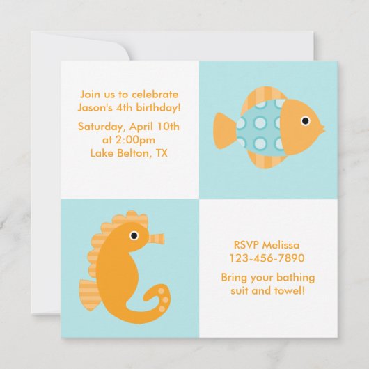 Invitation Animaux de mer Anniversaire (Devant)