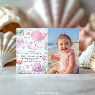 Invitation Animaux de mer mignons pour la photo d'anniversair
